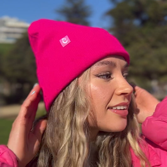 Pack x2 Gorro beanie con forro de satín lila/fucsia - Curlycosas