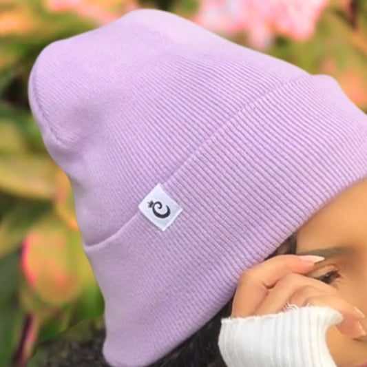 Gorro beanie con forro de satín, lila - Curlycosas