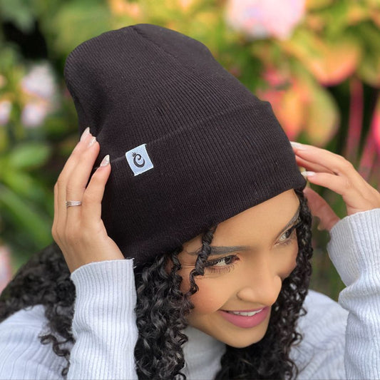 Pack x2 Gorro beanie con forro de satín lila/negro - Curlycosas