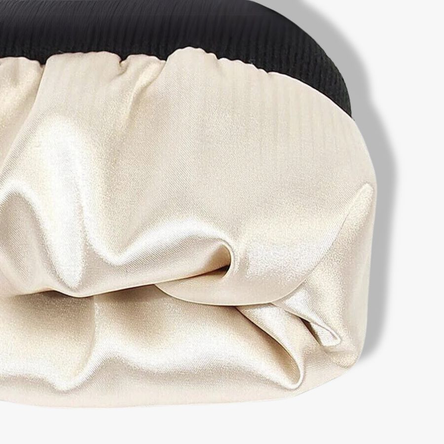 Gorro beanie con forro de satín, negro - Curlycosas