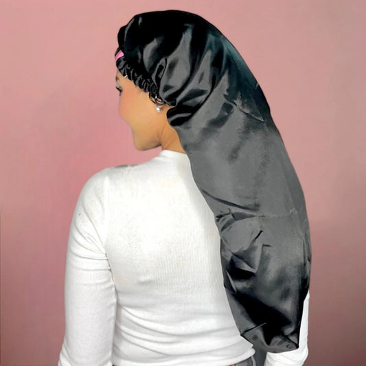 Gorro de satín largo para cabello rizado, ondulado y afro, protege contra frizz y mantiene hidratación
