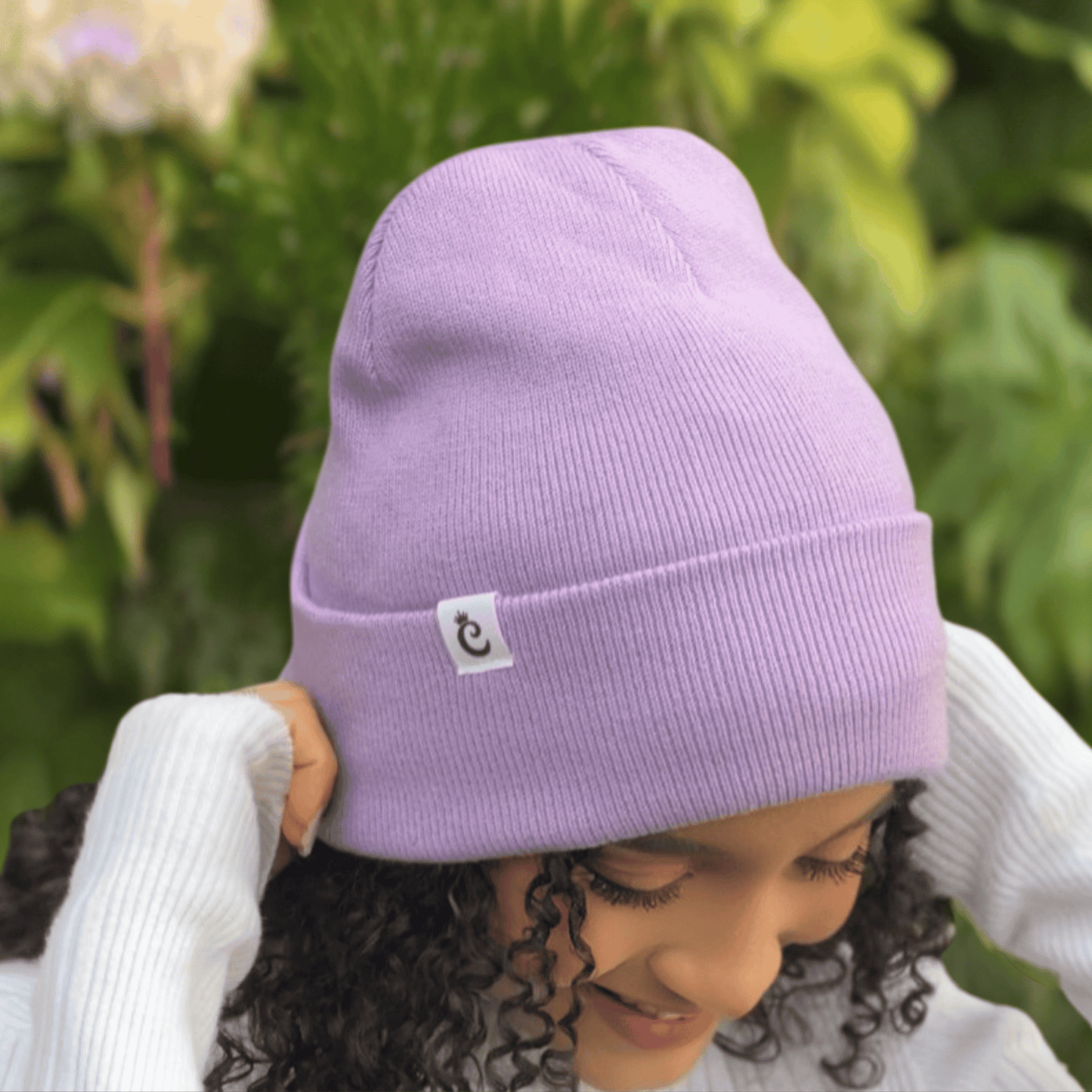 Pack x2 gorro beanie con forro de satín lila Curlycosas