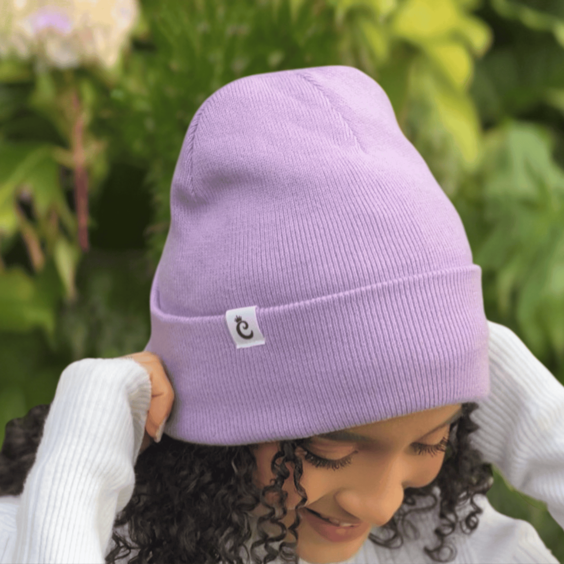 Pack x2 gorro beanie con forro de satín lila Curlycosas