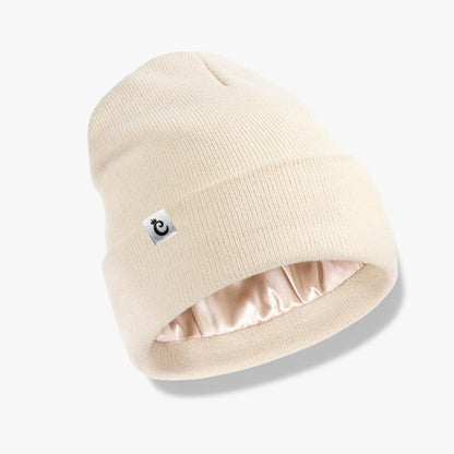Gorro beanie con forro de satín, beige - Curlycosas