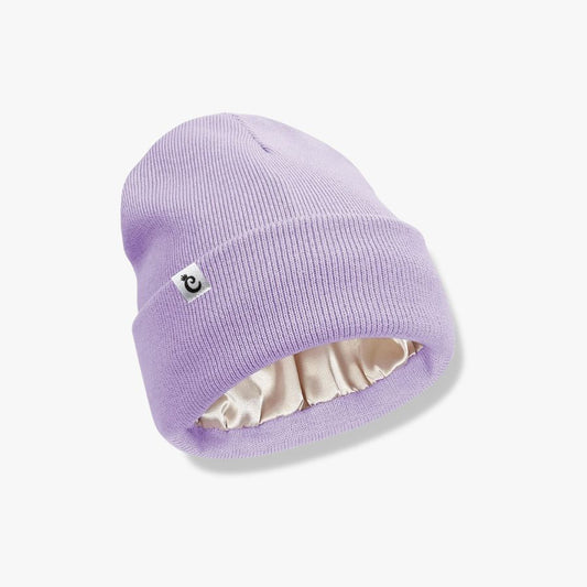 Gorro beanie con forro de satín, lila - Curlycosas