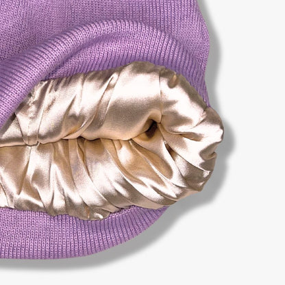 Gorro beanie con forro de satín, lila - Curlycosas