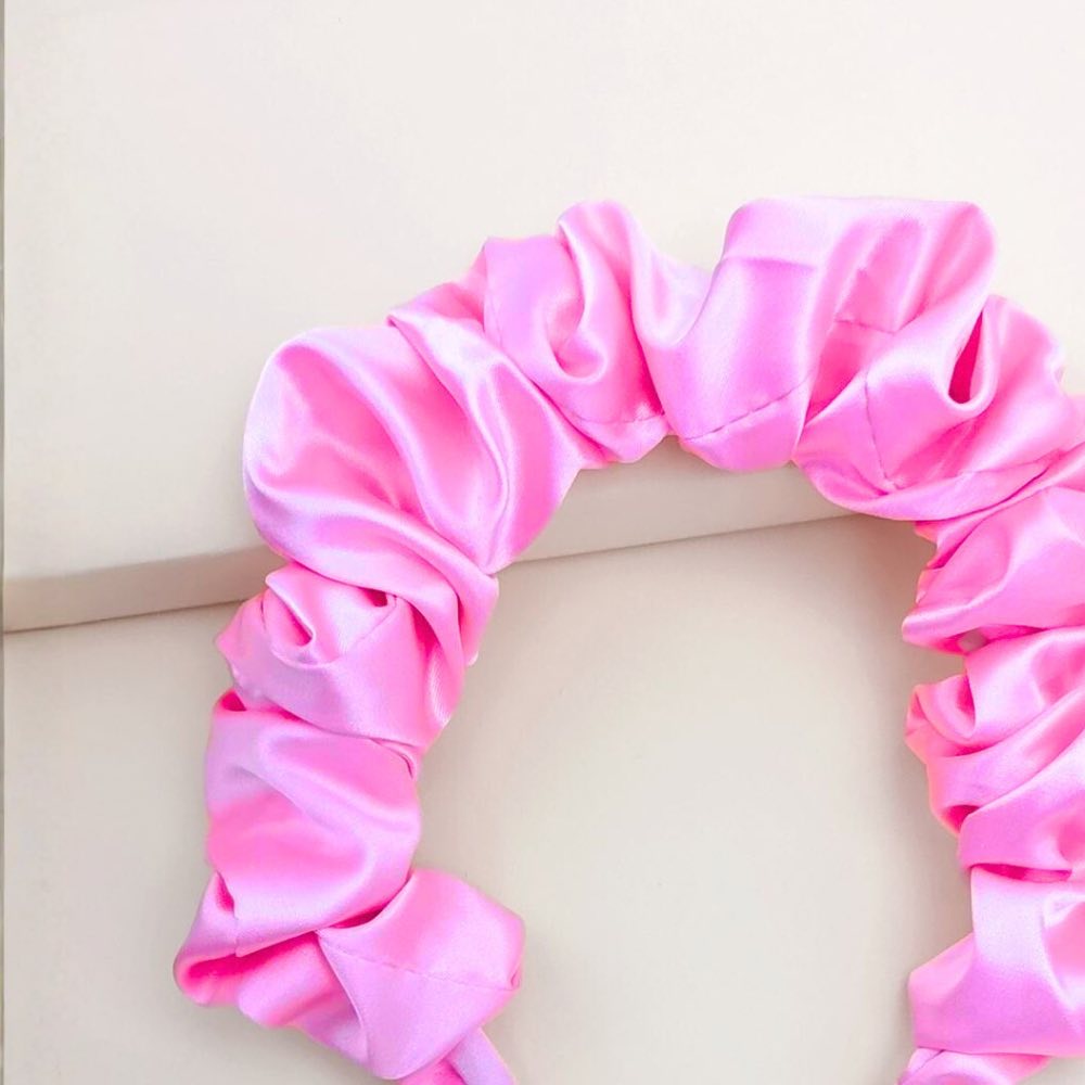 Cintillo Diadema scrunchie satín - Curlycosas