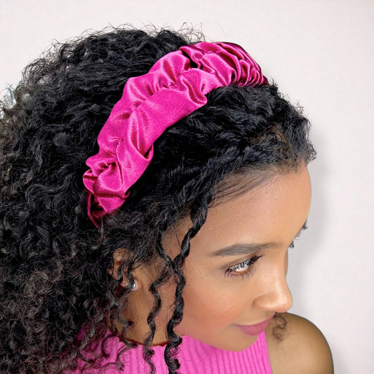 Cintillo Diadema scrunchie satín - Curlycosas