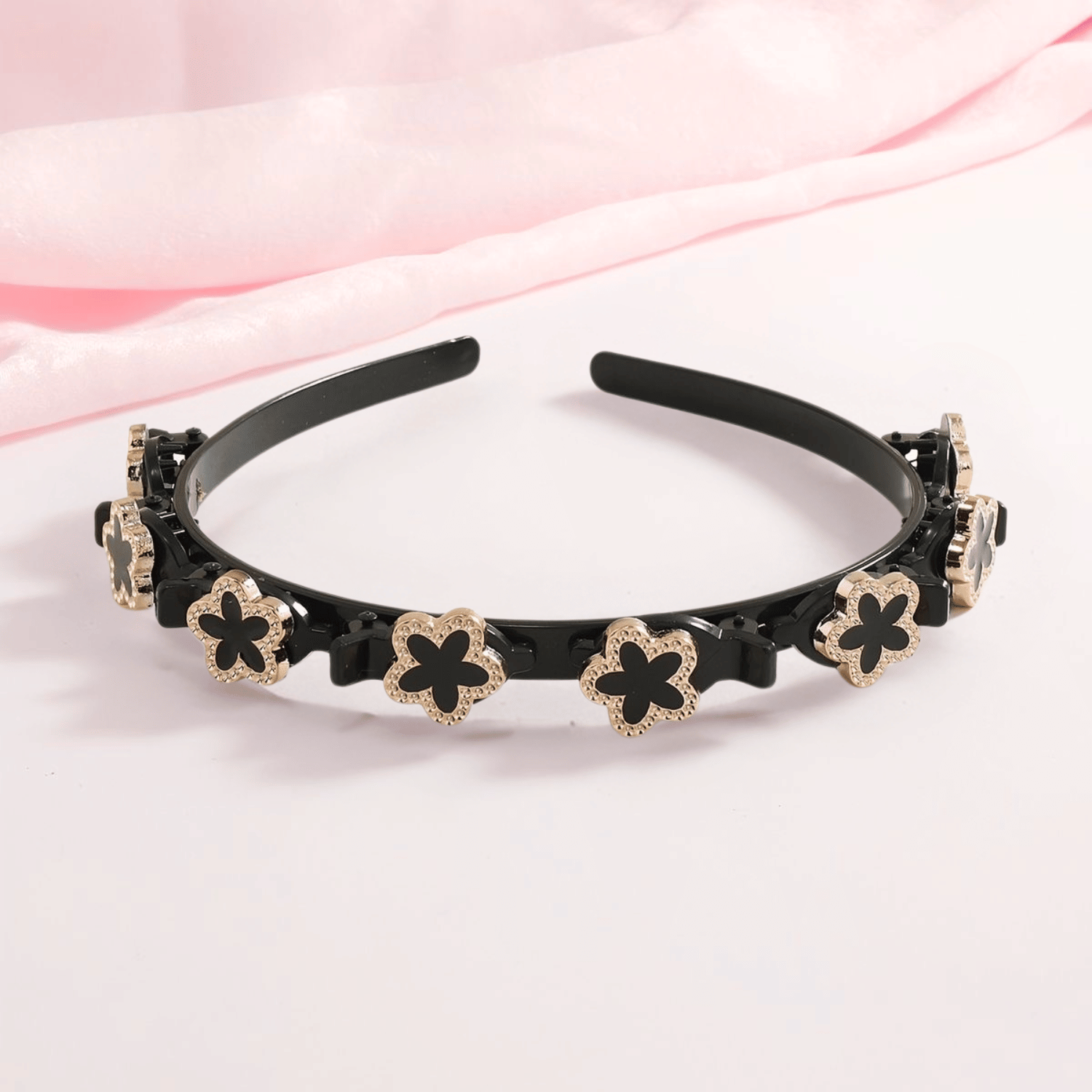 Diadema de pinzas flores - Curlycosas