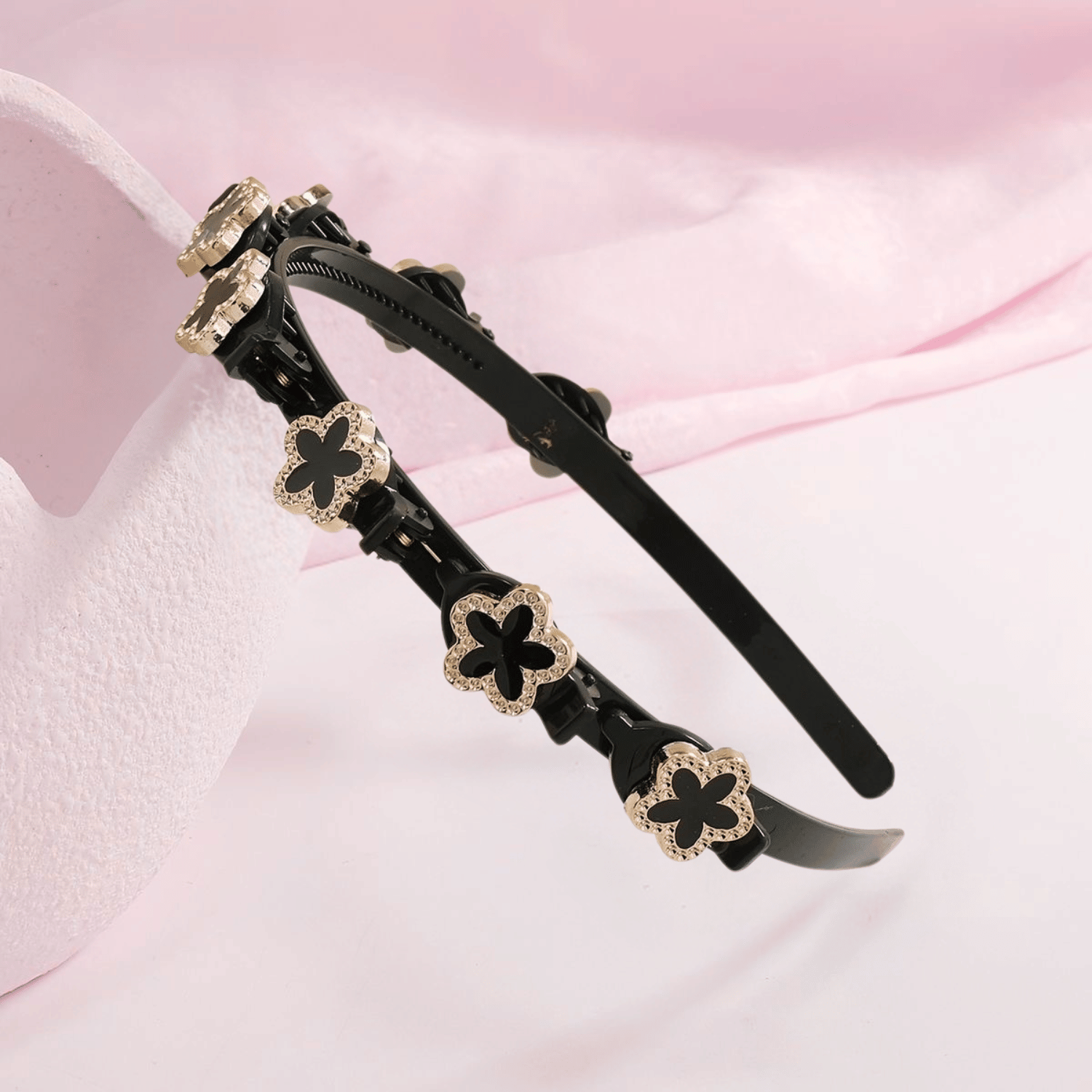Diadema de pinzas flores - Curlycosas