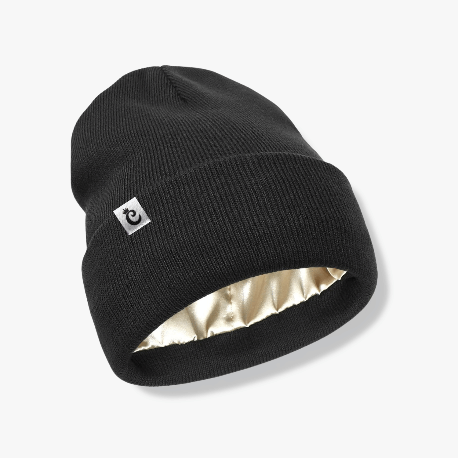 Gorro beanie con forro de satín, negro - Curlycosas
